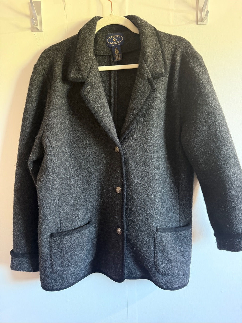 Chelsea Campbell Petite 100% Wool Charcoal Blazer Jacket P/L Vintage